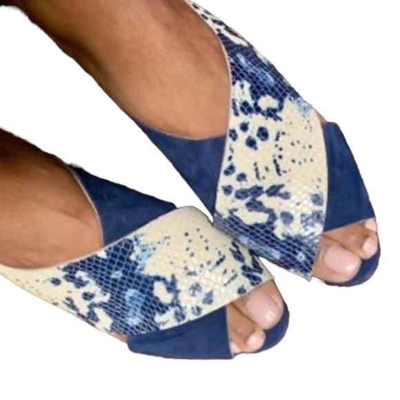 Guilhermina Heeled Sandals Straps Snake Skin Print Women's New - Picture 7 of 8